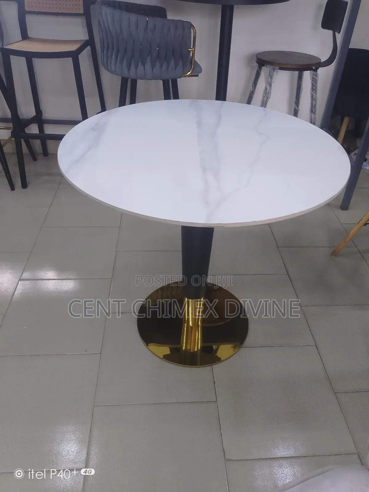 Gold Base Ceramic Marble Top Table 80*80