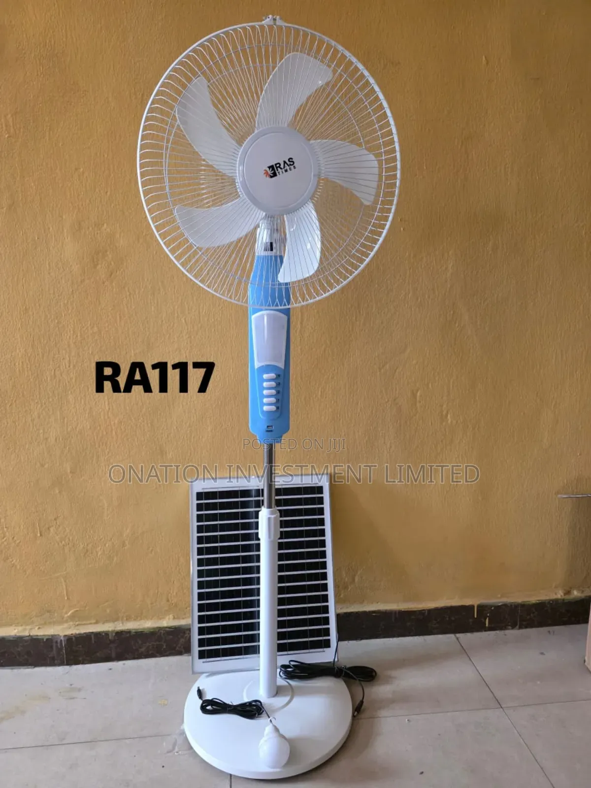 12" Raf Solar Rechargeable Fan With One Bulb