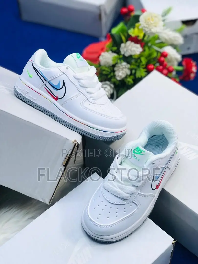 Original Nike Air Force 1 Swoosh & Crayon Sneakers For Kids