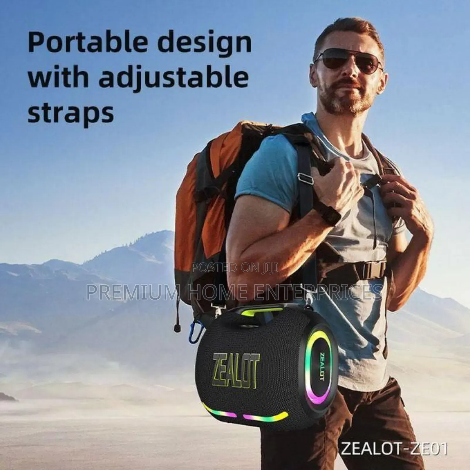 Zealot Ze01 Portable Waterproof RGB Colorful Light Wireless Subwoofer