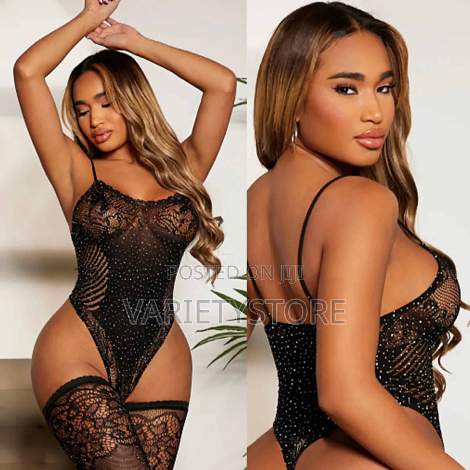 Sexy Lingerie Rhinestone Fishnet Bodysuits