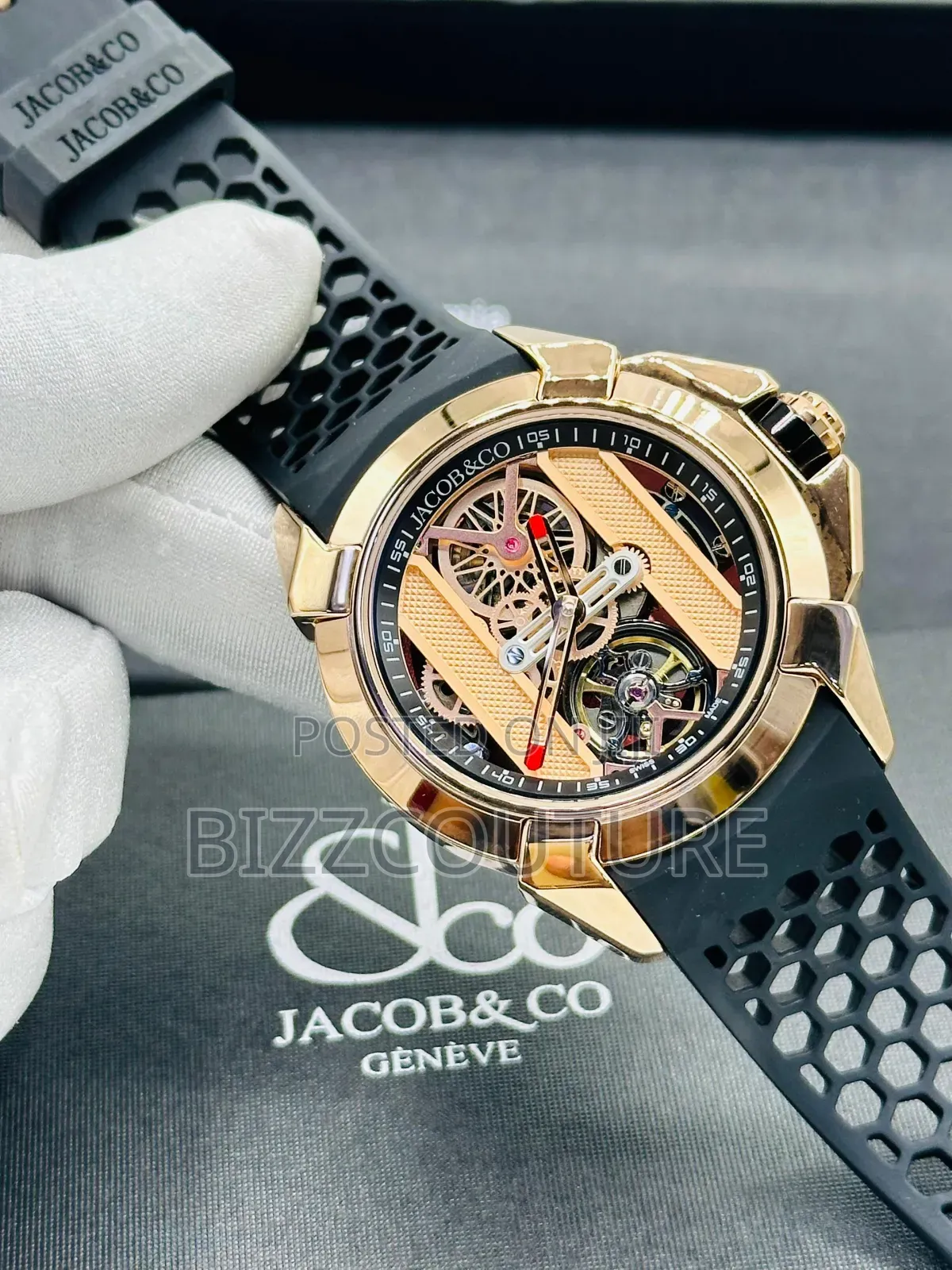 Original Jacob and Co Black Rubber Strap, Mechanical Watch