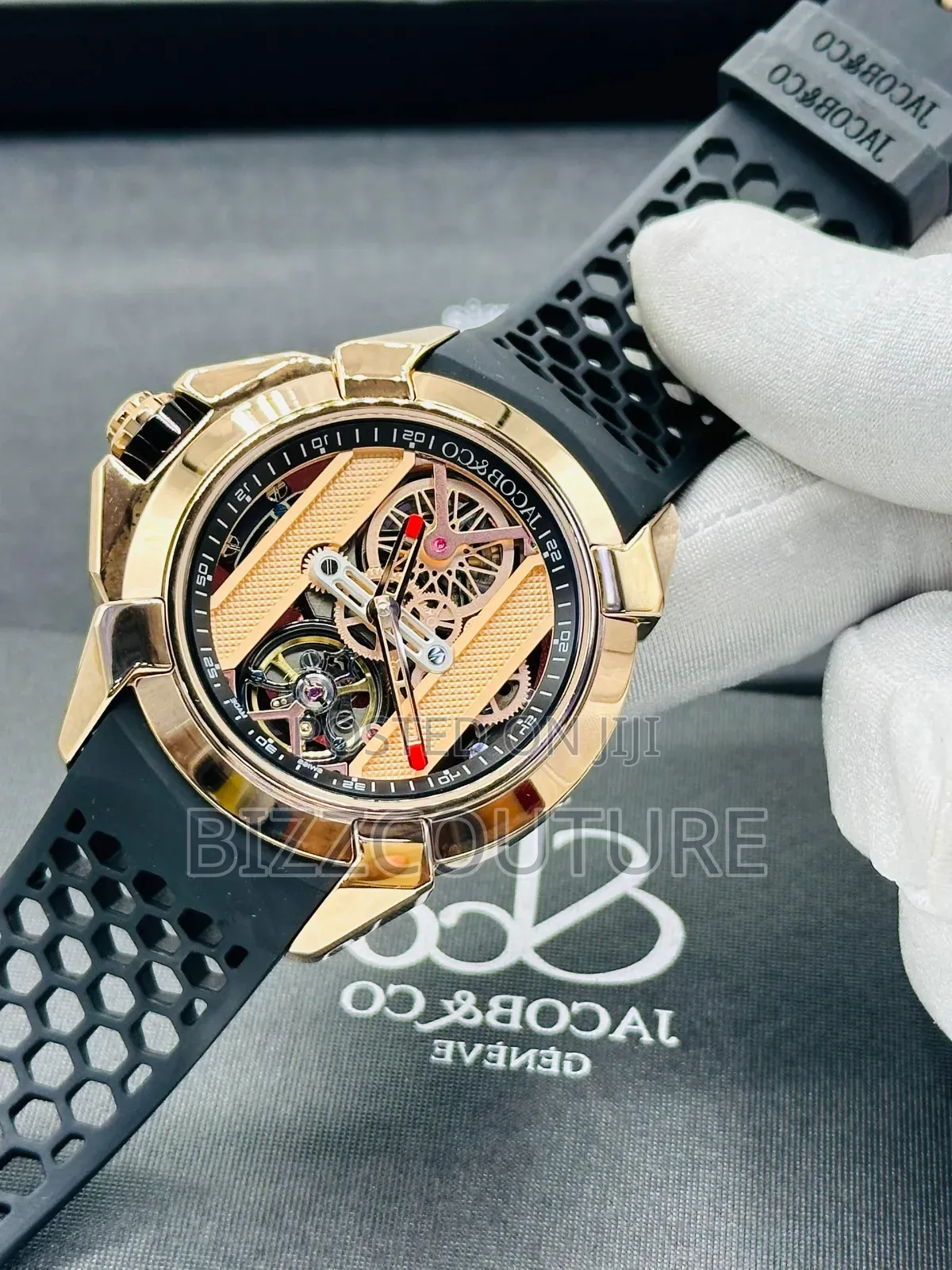 Original Jacob and Co Black Rubber Strap, Mechanical Watch