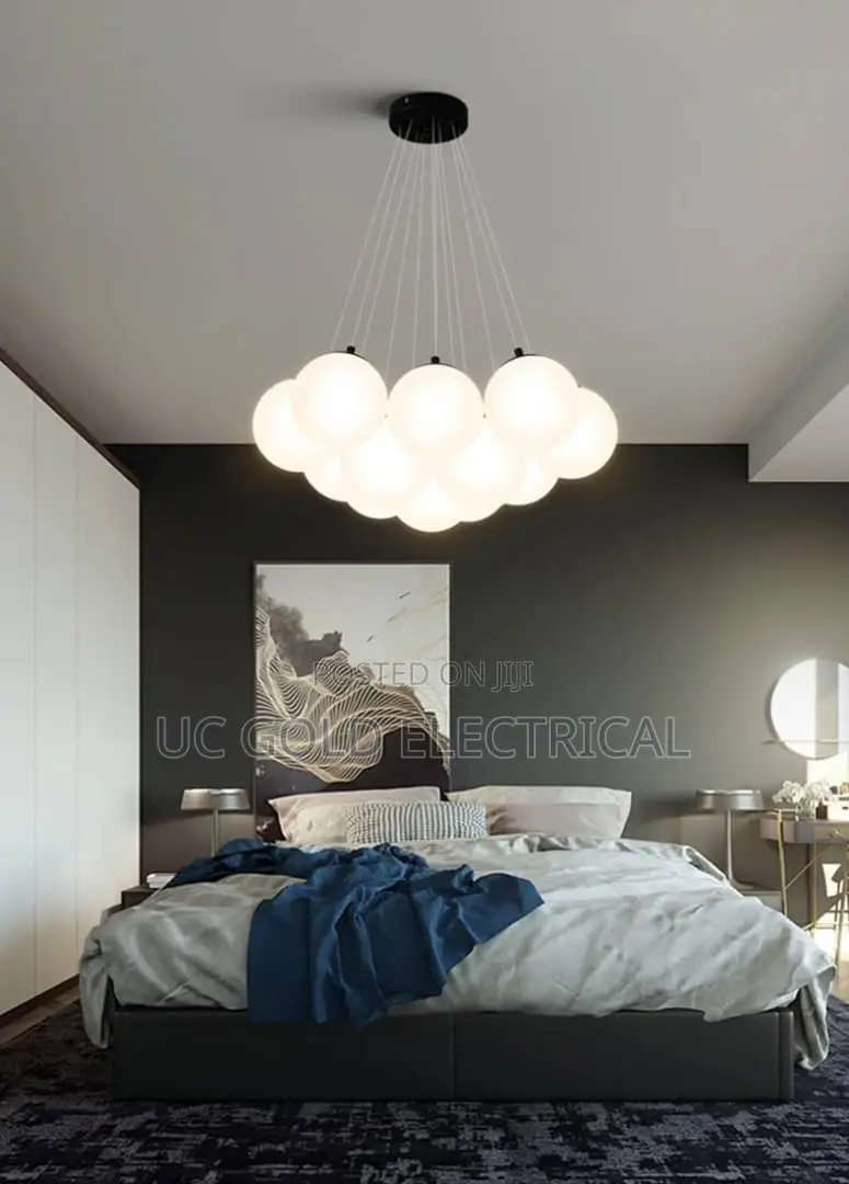 Modern Led Chandeliers Milk White Glass Ball Pendant Lamps Living Room