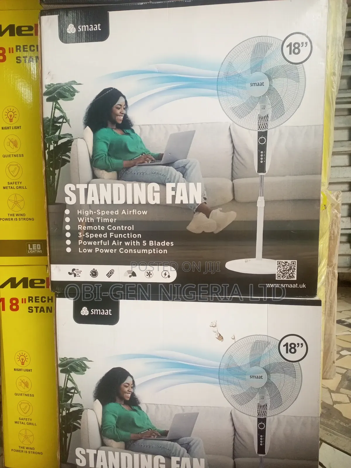 Smaat 18" 4-speed Classic Floor Standing Fan With Remote Control Set