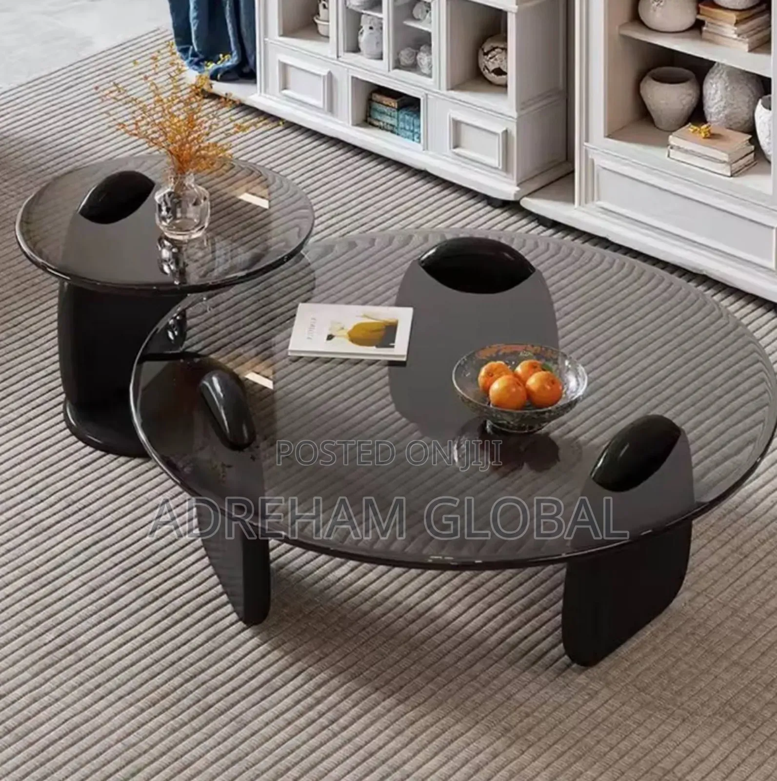Modern Round Glass Double Center Table Living Room Side Tables Luxury