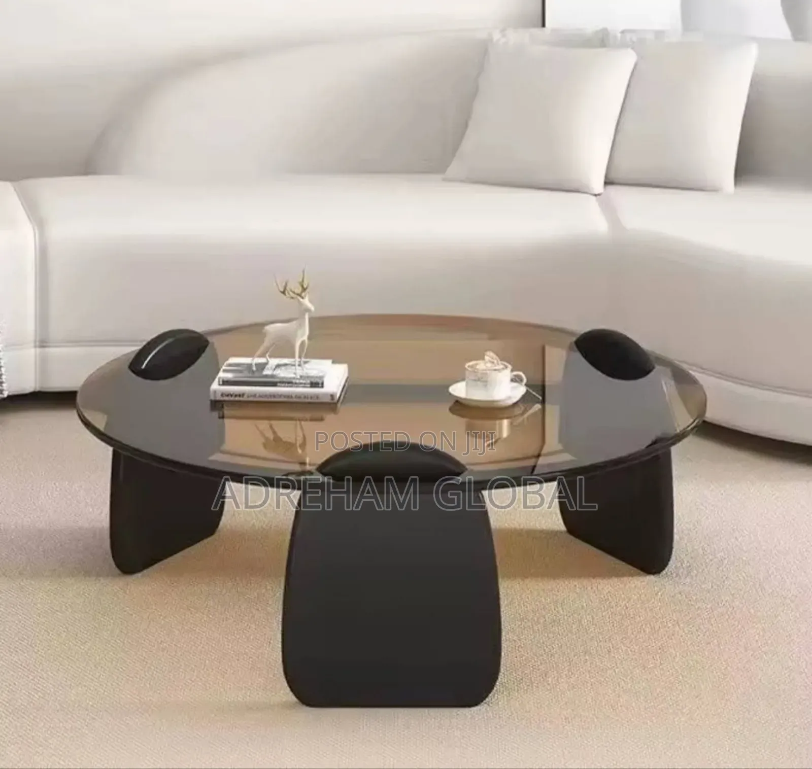 Modern Round Glass Double Center Table Living Room Side Tables Luxury