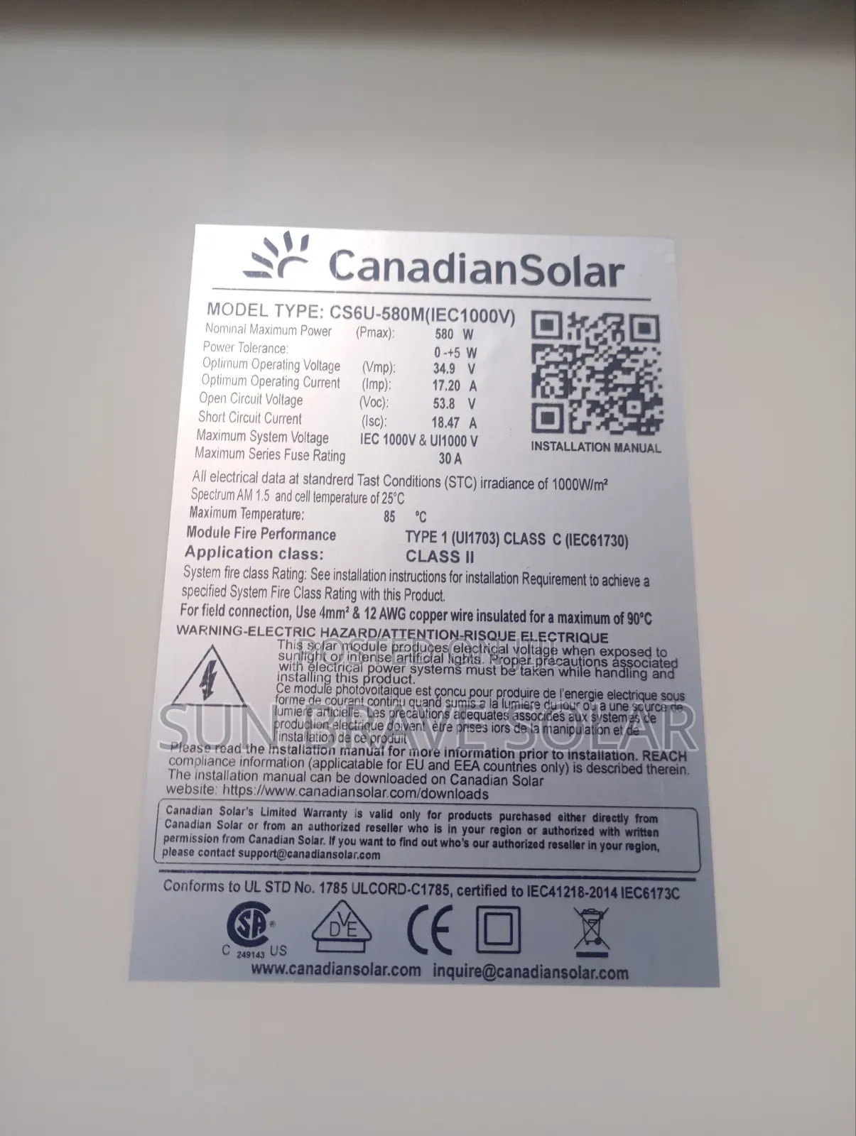 580w Mono Solar Canadian Panel Available Stock