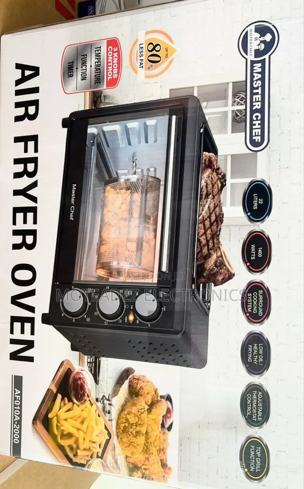 Master Chef 22l 3in1 Multifunctional Air Fryer/Toaster/Oven With Grill
