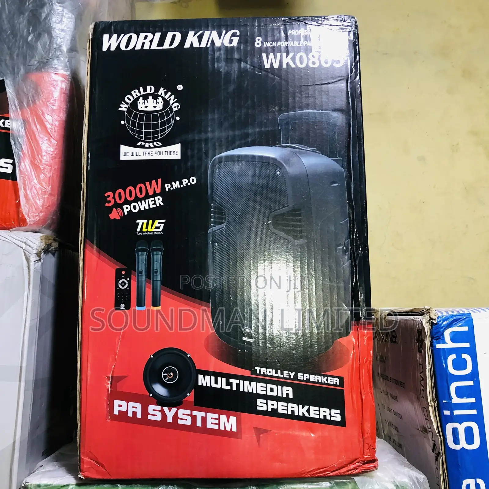 Worldking 8” Inches Rechargeable Public Address System Speaker, 2 Mic