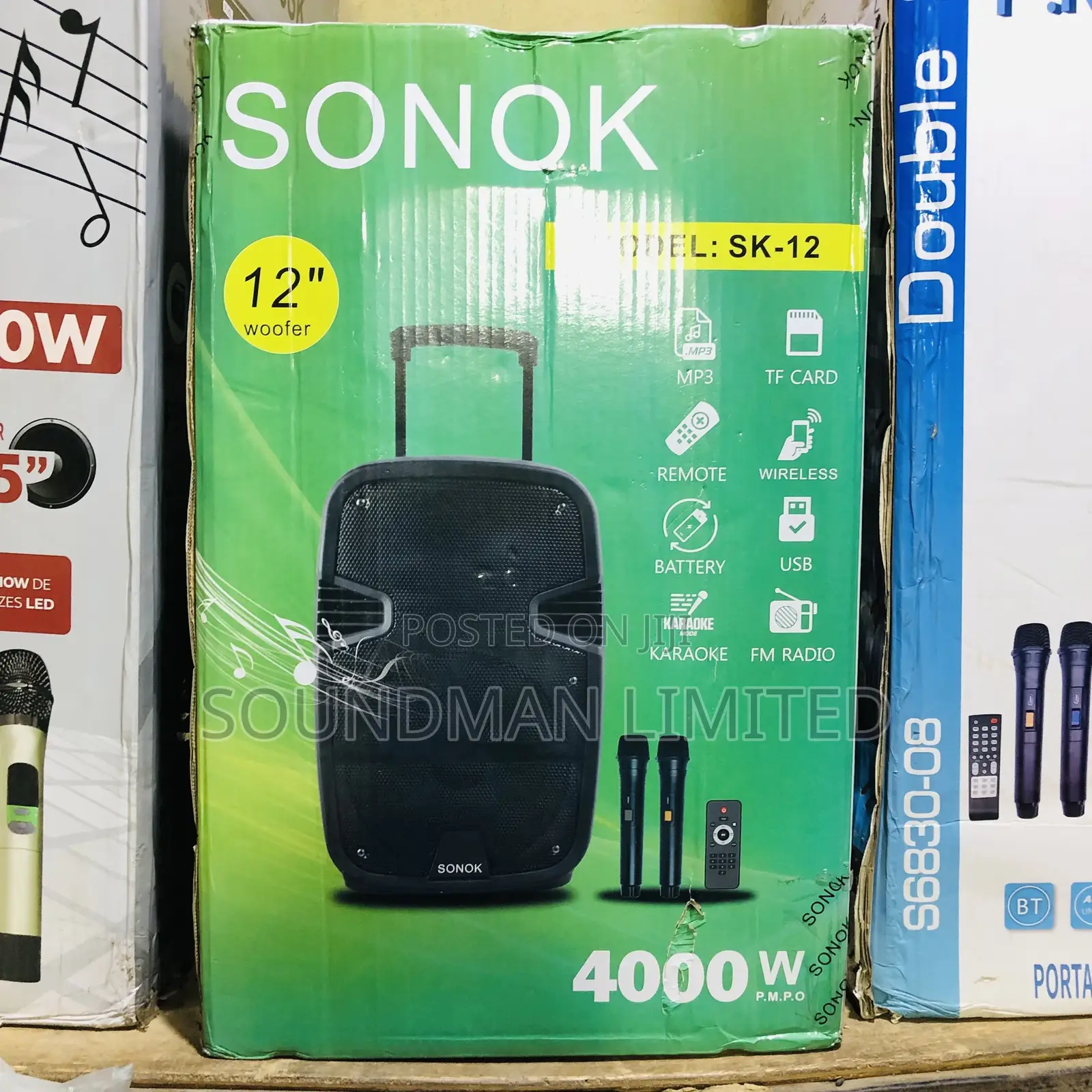 Sonok 12” Rechargeable Public Address System, 2 Mics