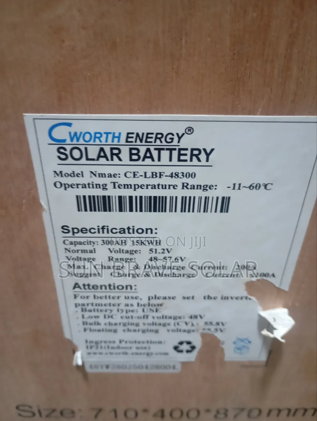 15kwh 48v Cworth Iron Battery Available Now