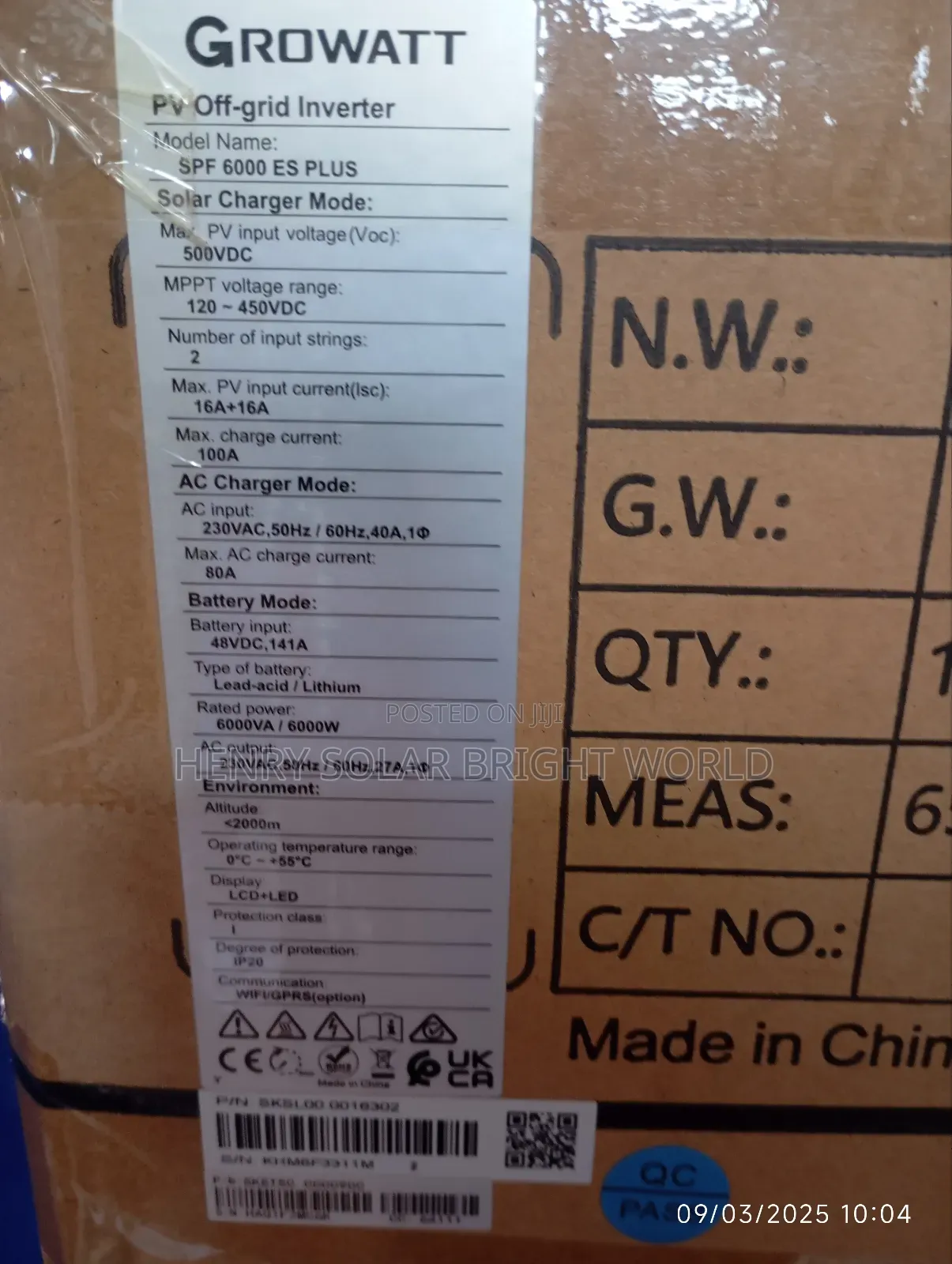 Growatt 6kva 48v Hibrid Inverter