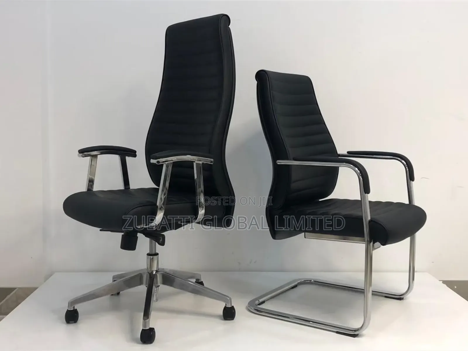 Office Executive Swivel Chair / Black Leather Chair