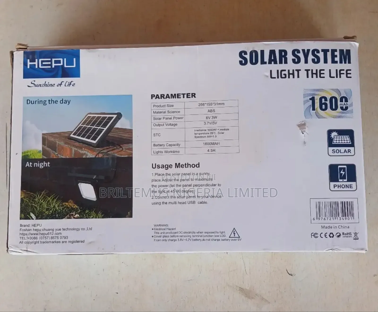 Hepu Solar System 1600mah With 1 Led Bulb