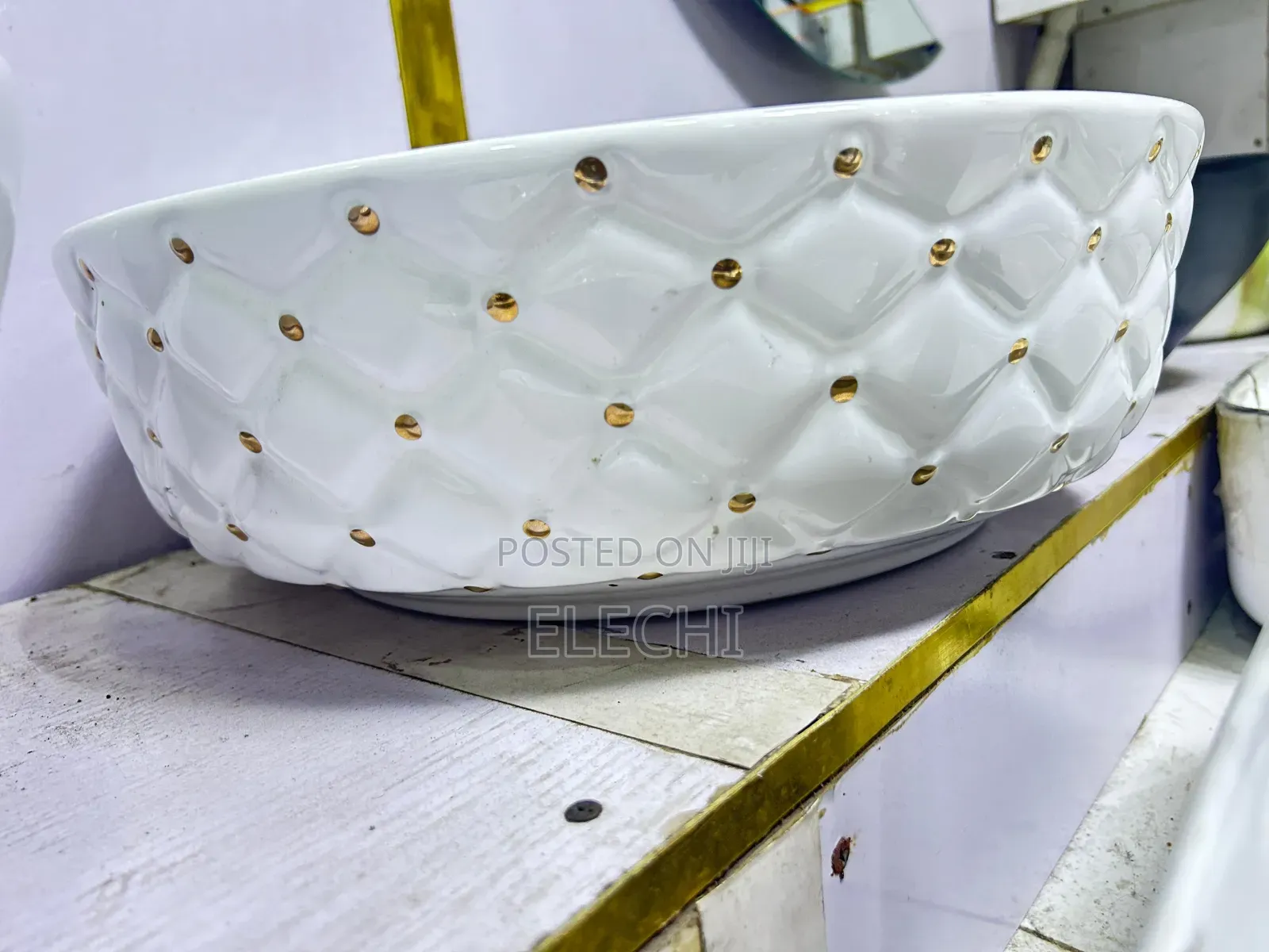 Gold/White Countertops Basin