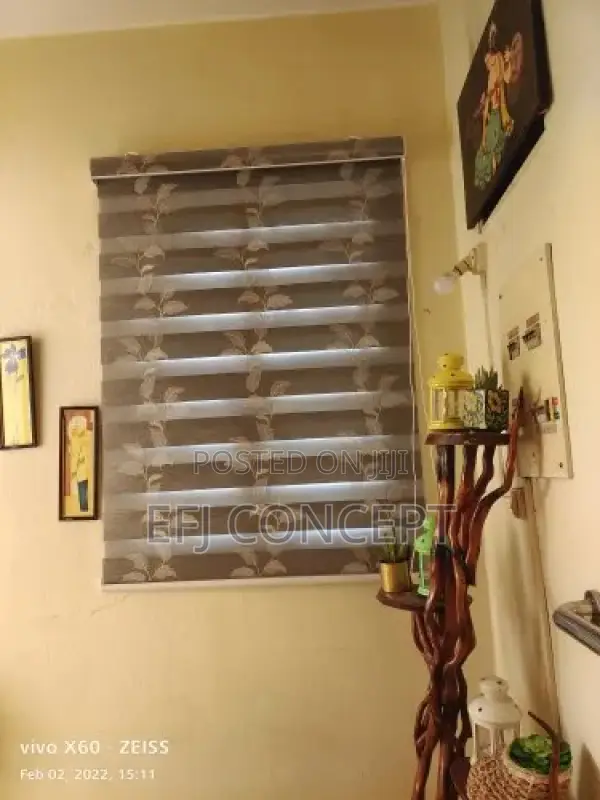 Day And Night Window Blind - Lovely Attractive Grey Floral Design