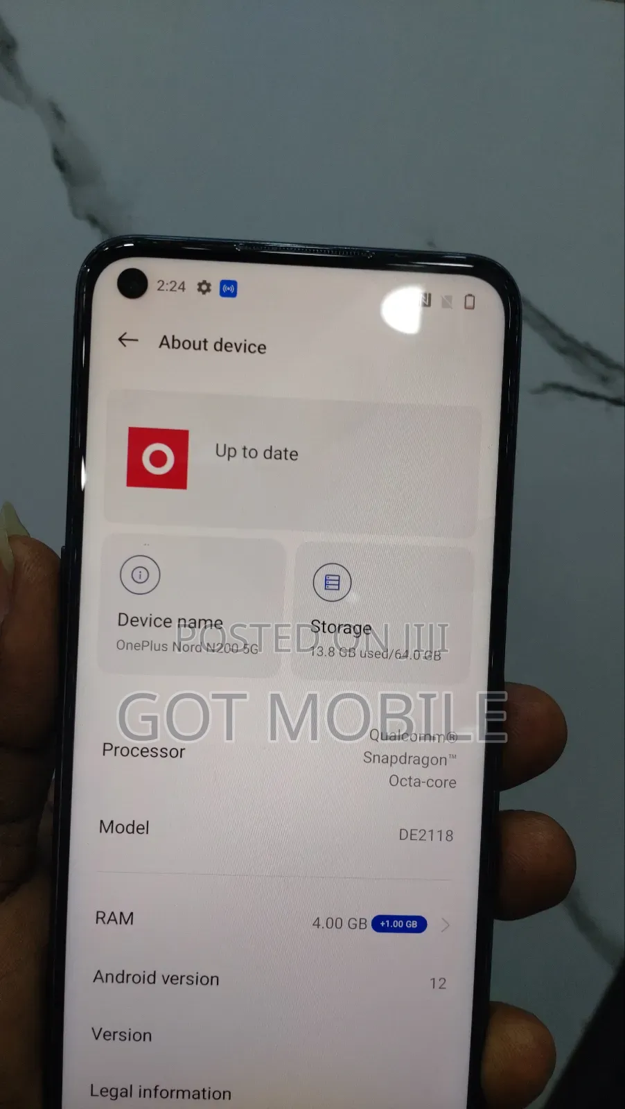 OnePlus Nord N200 5G 64 GB Gray