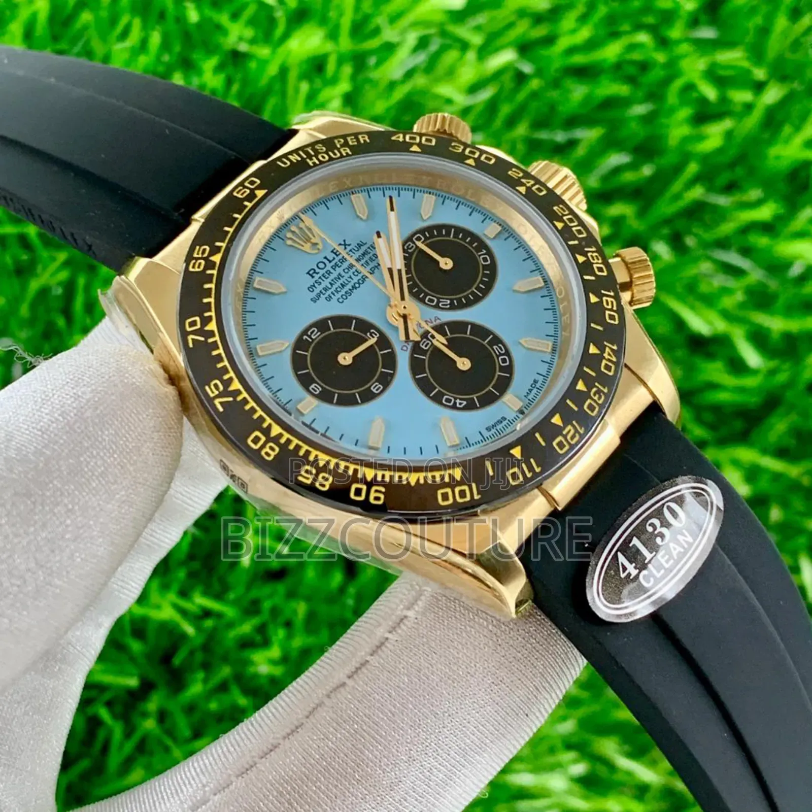 Original Rolex Black Rubber Strap Chronograph Quartz Watch
