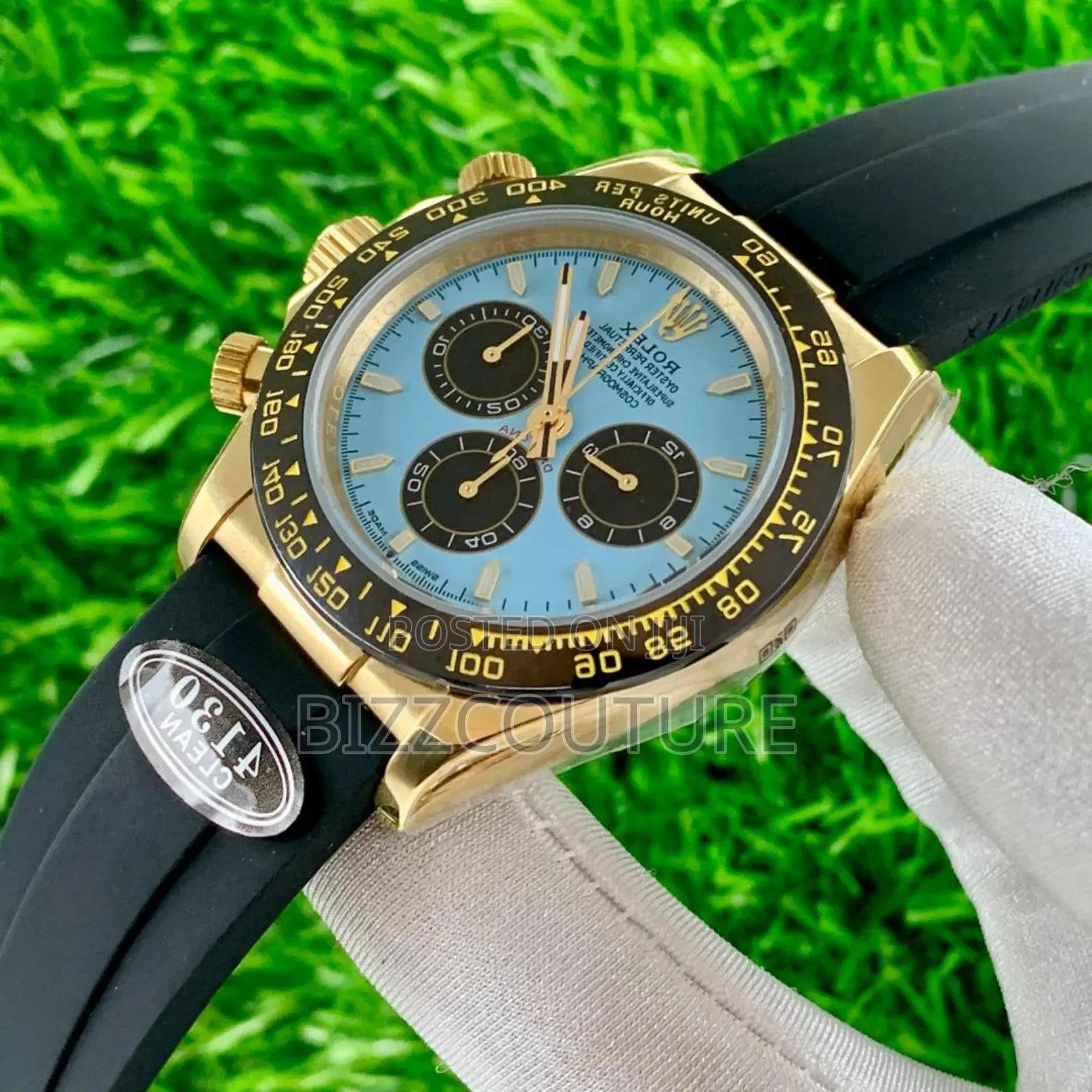Original Rolex Black Rubber Strap Chronograph Quartz Watch