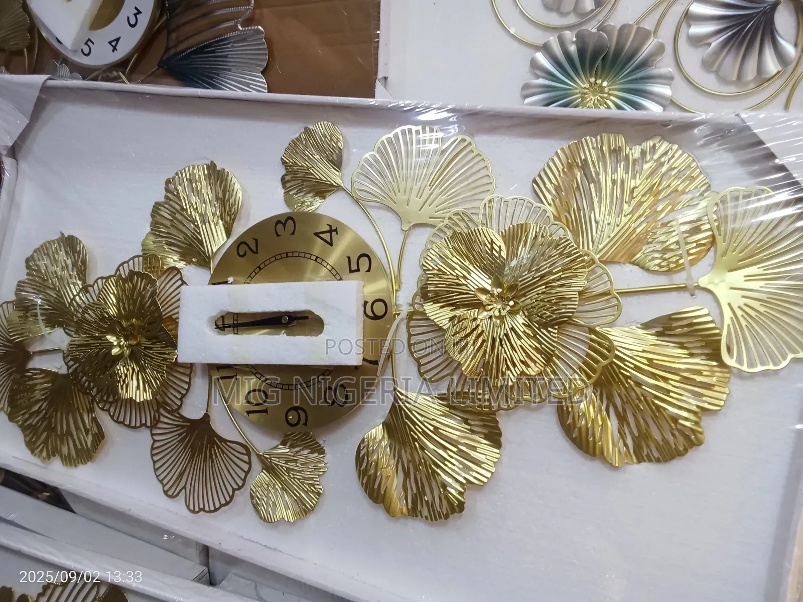Wall Design Vintage Leave Flowers Clock 40x90cm