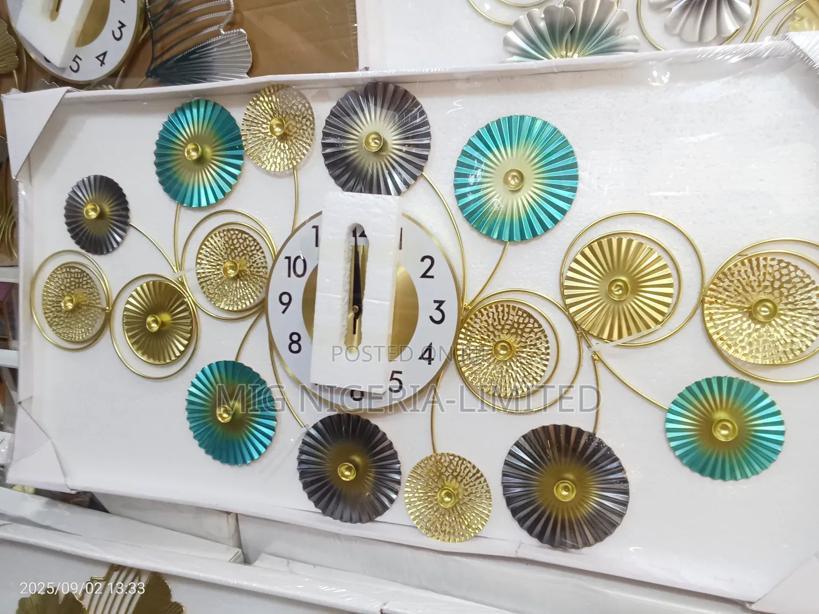 Wall Design Vintage Leave Flowers Clock 40x90cm