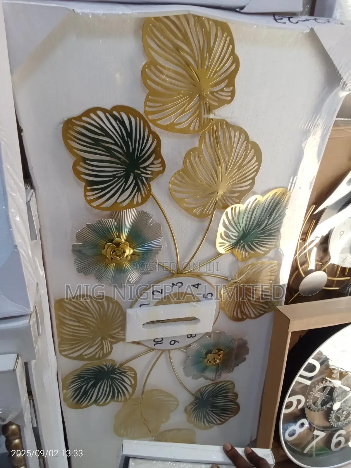 Wall Design Vintage Leave Flowers Clock 40x90cm