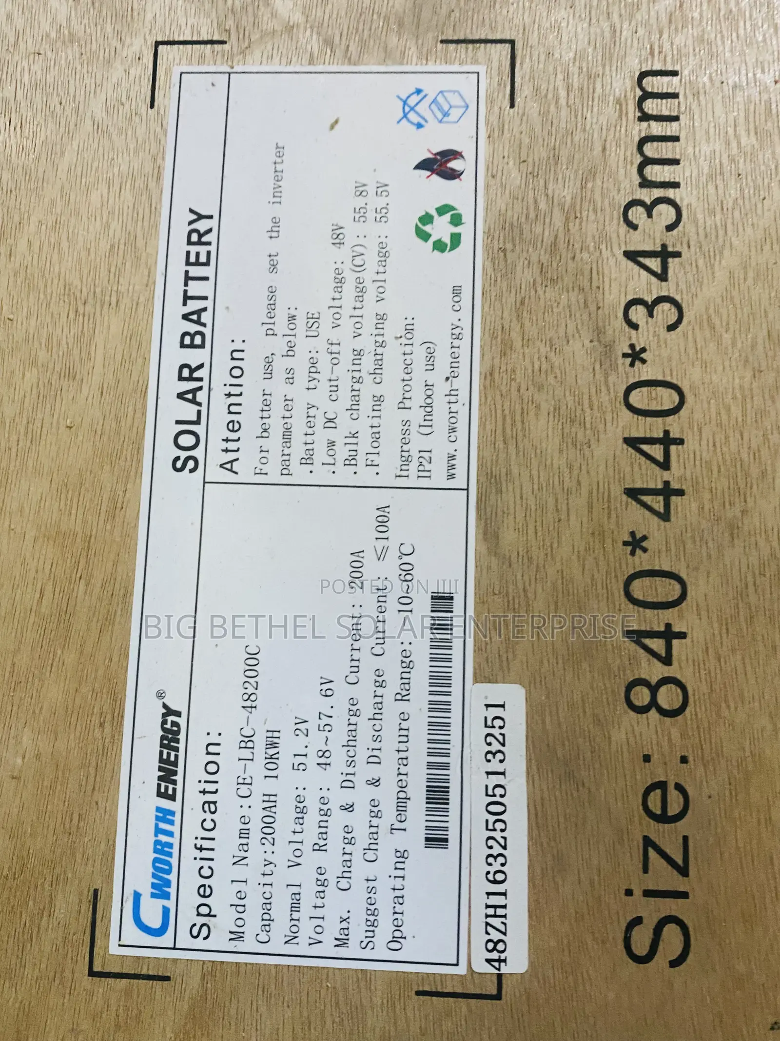 10kwh 51.2v 200ah Cworth Energy Solar Lithium Battery