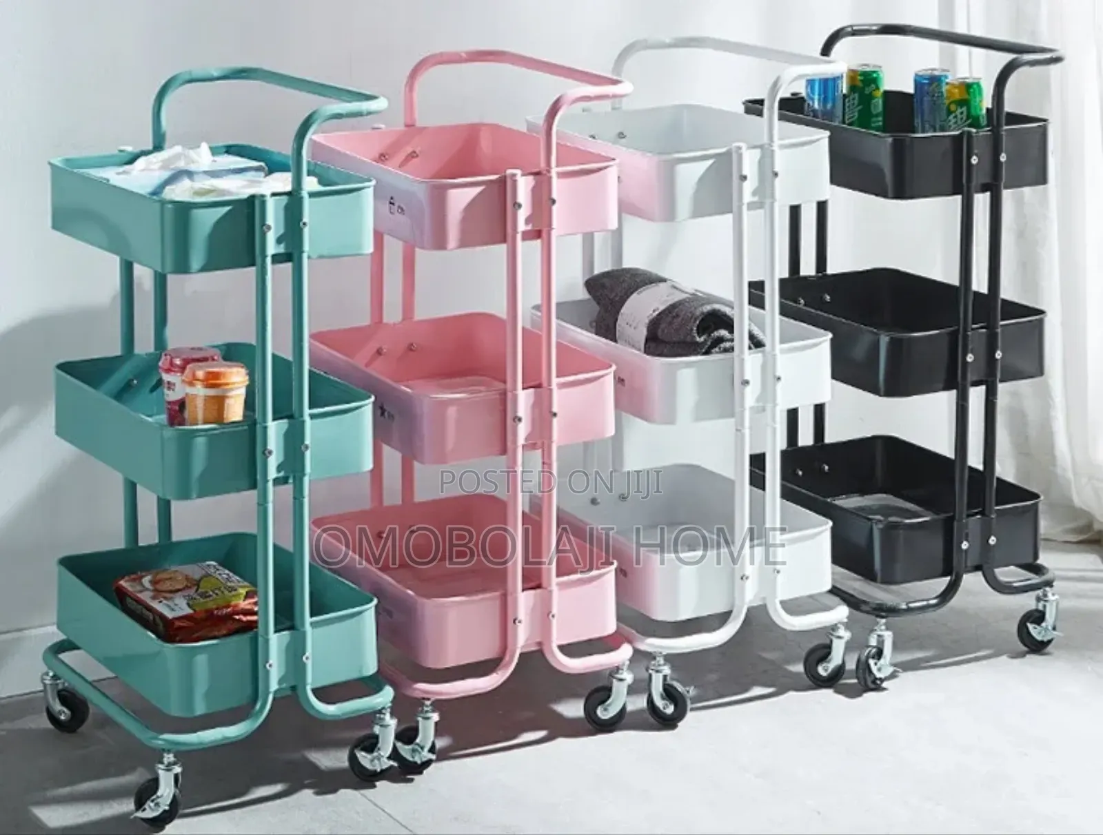 Multipurpose Utility Storage Rack Trolley 3 Tiers
