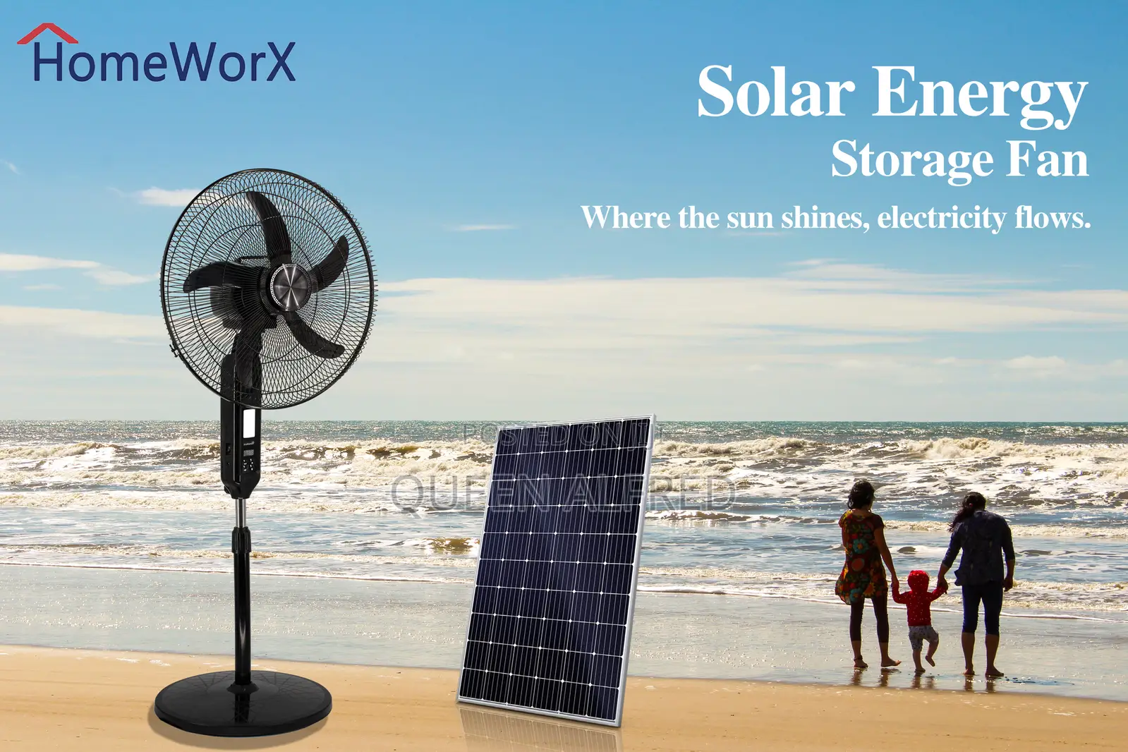Homeworx 18inches Solar Rechargeable Standing Fan