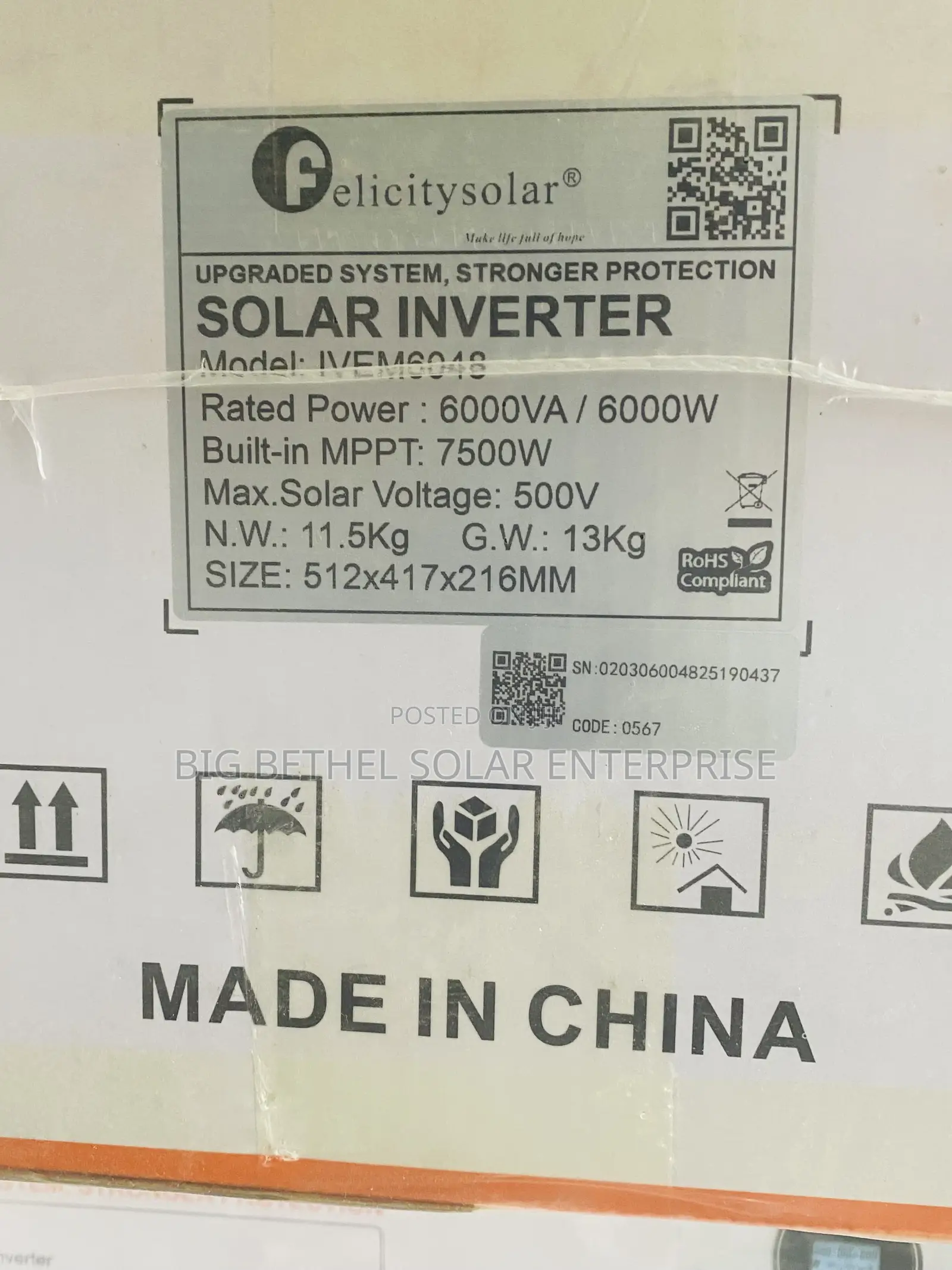 6kva 48v Ivem Felicity Solar Hybrid Inverter