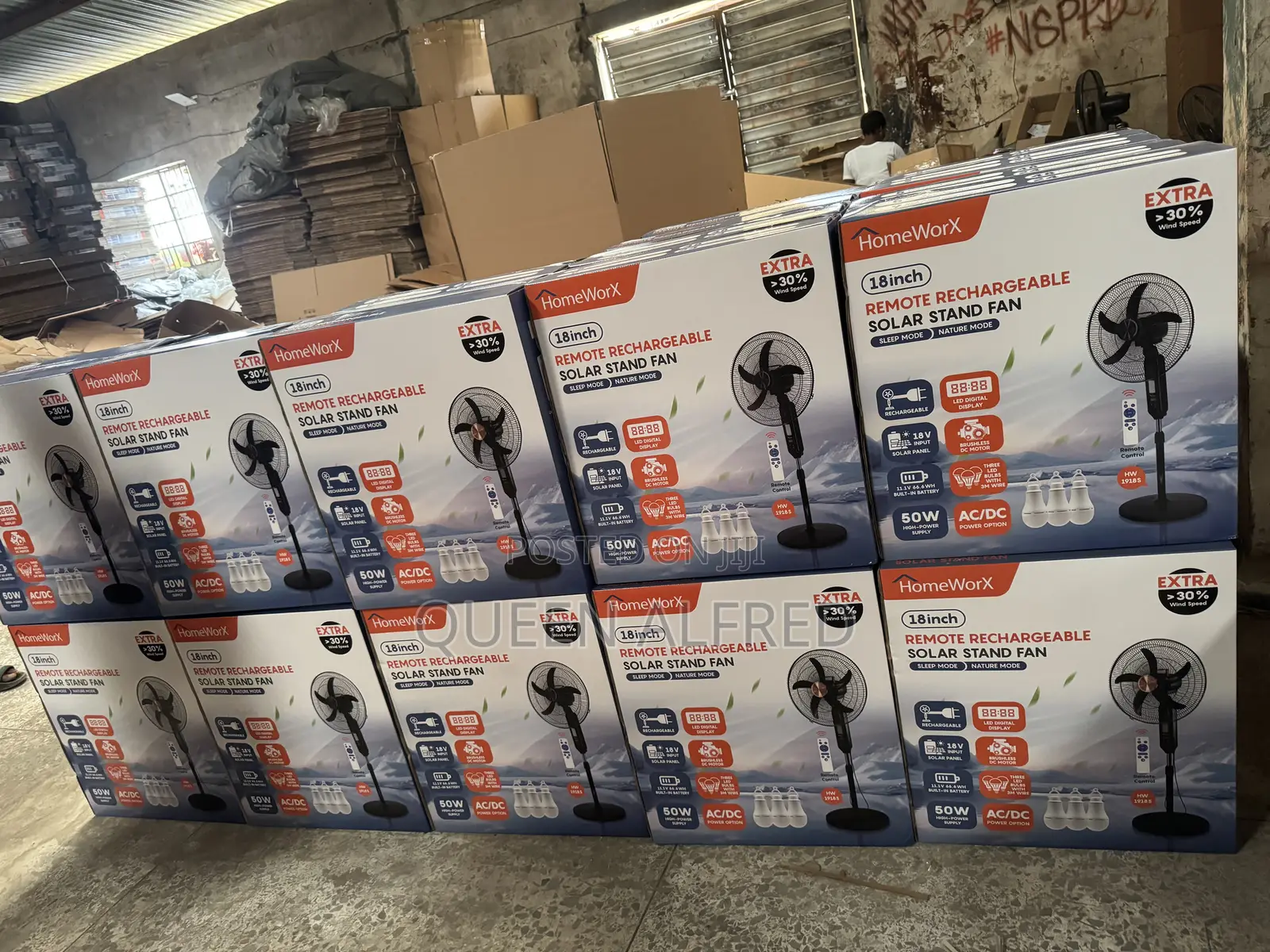 Homeworx 18inches Hw-1918s Solar Rechargeable Standing Fan
