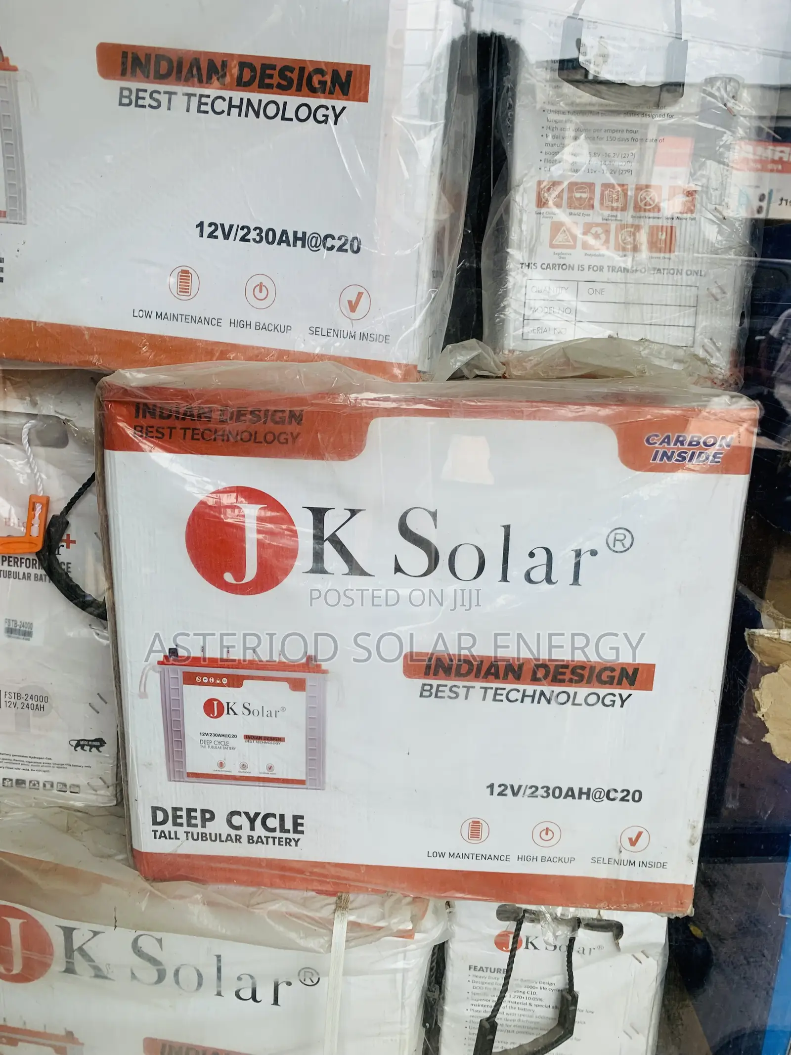 220hms 12volts Jk Solar Tubular Battery