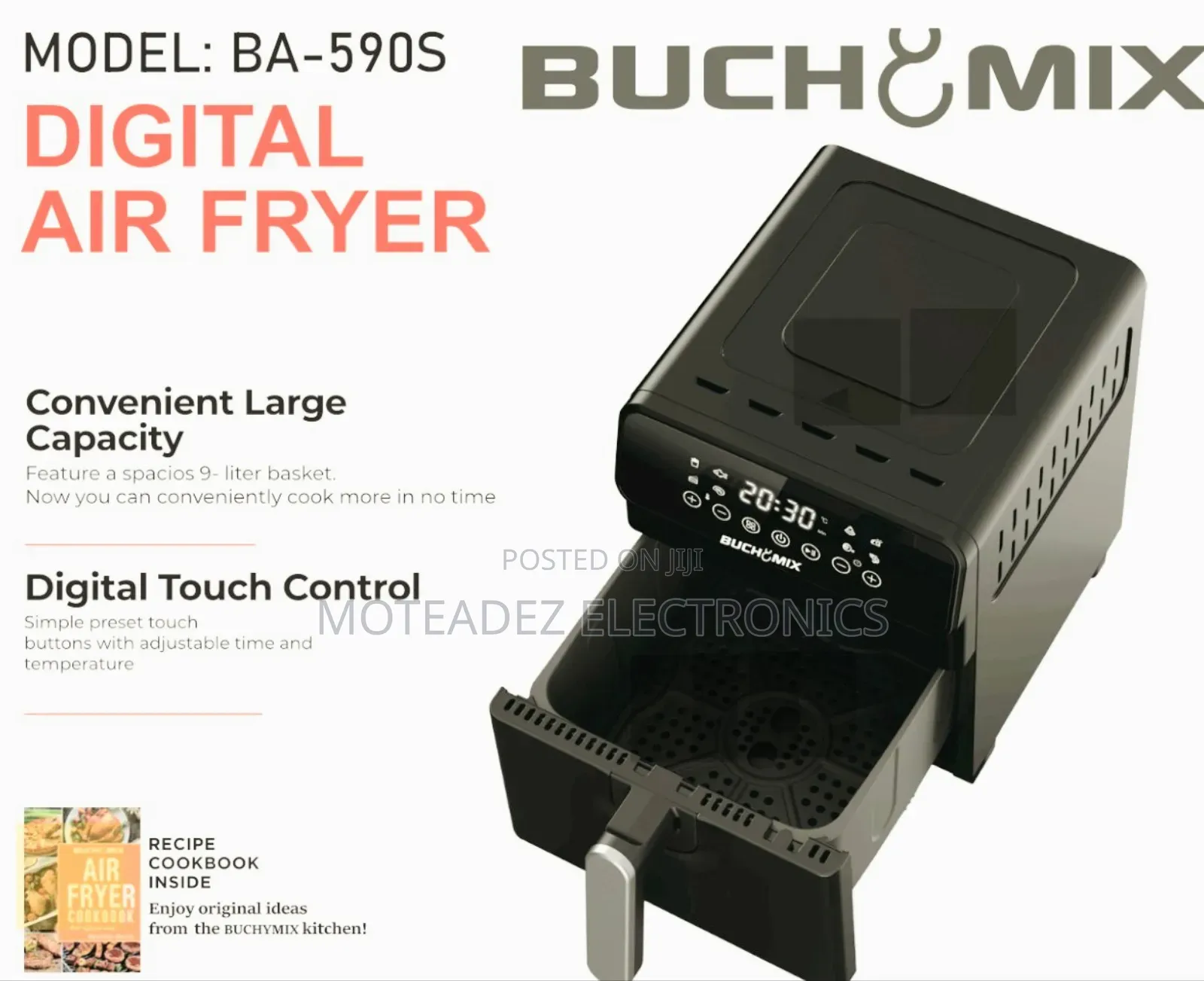 Buchymix 9l Large Capacity Digital Multipurpose Healthy Air Fryer