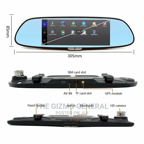 Android 7 Inch 3G GPS Navigation Rearview Mirror Car DVR