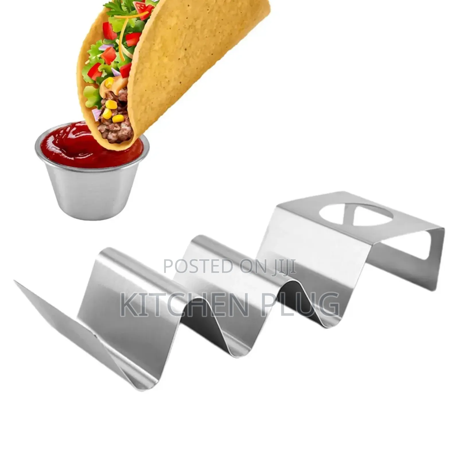Stainless Steel Taco Holder With Sauce Cup 『 3 Tacos, 』