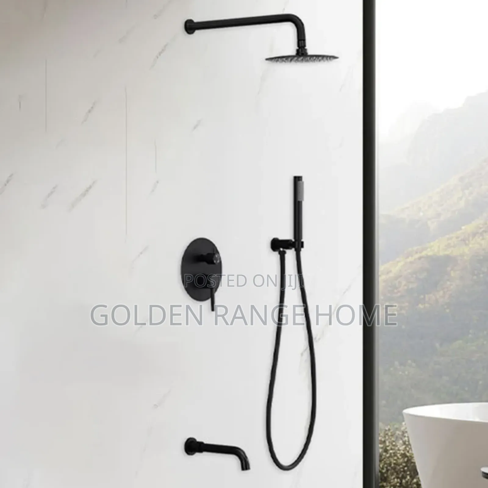 Black Conceal Shower Mixer With Round Shower Head