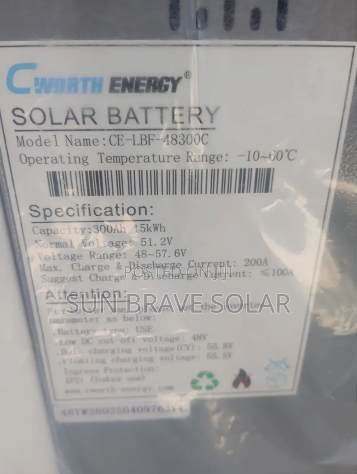 Cworth 15kwh 51.2v Lithium Ion Battery Very Much Available