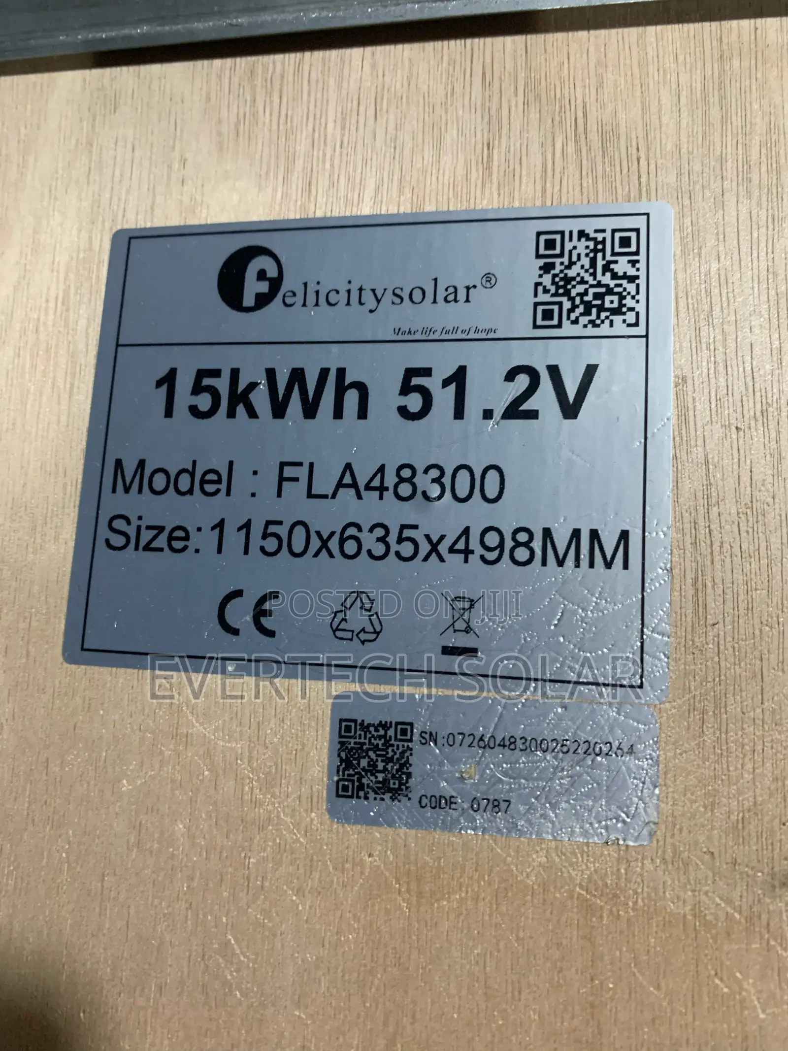 15kwhs Felicity Lithium Battery 300a 51.2v