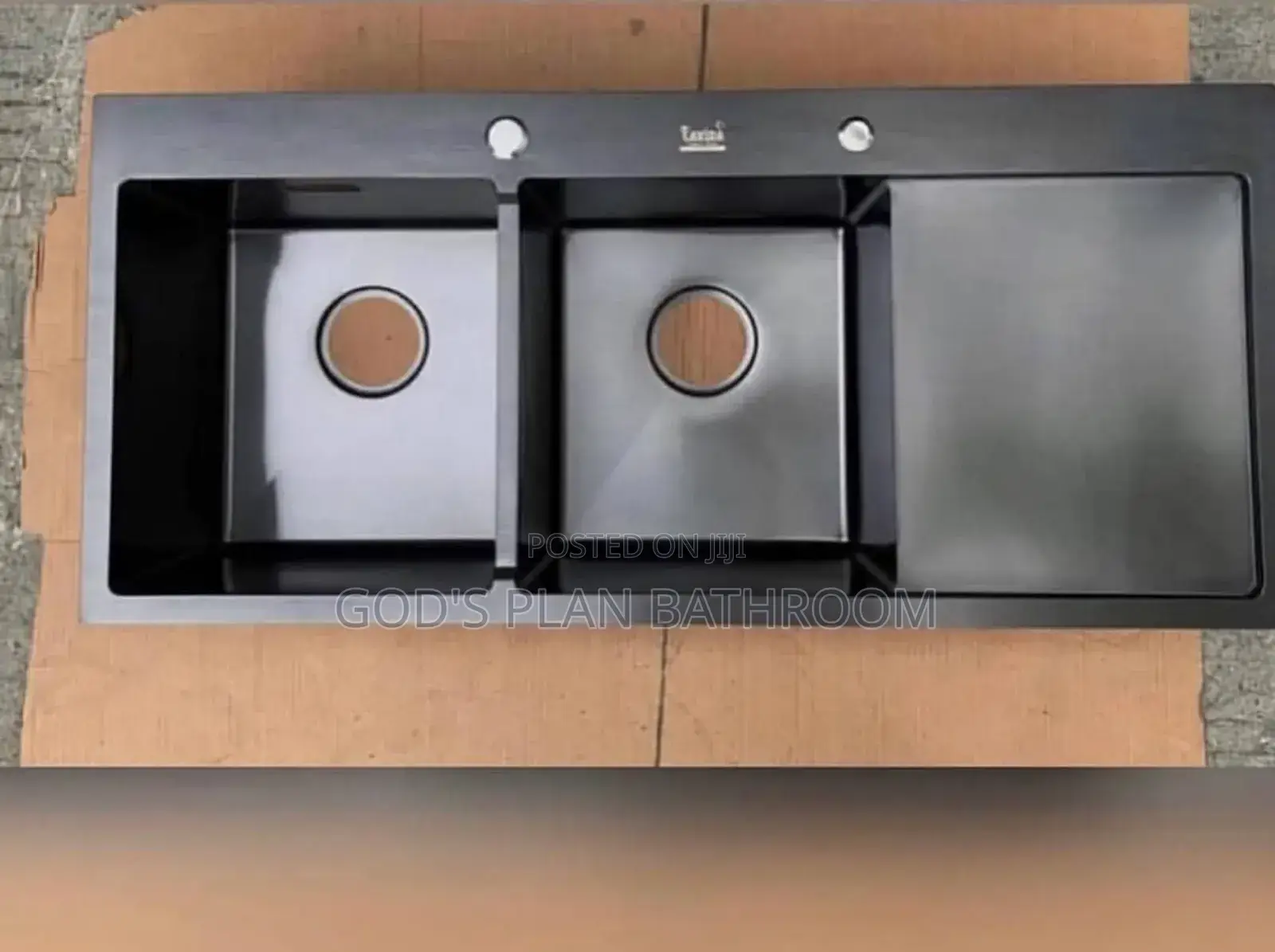 Double Bowl Single Tray Handmade Kitchen Sink Black