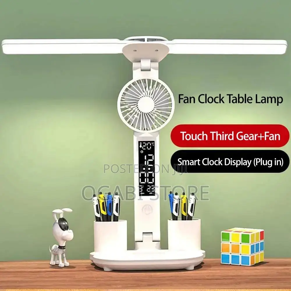 3in1 Multifunctional Desk Lamp With Fan and Clock