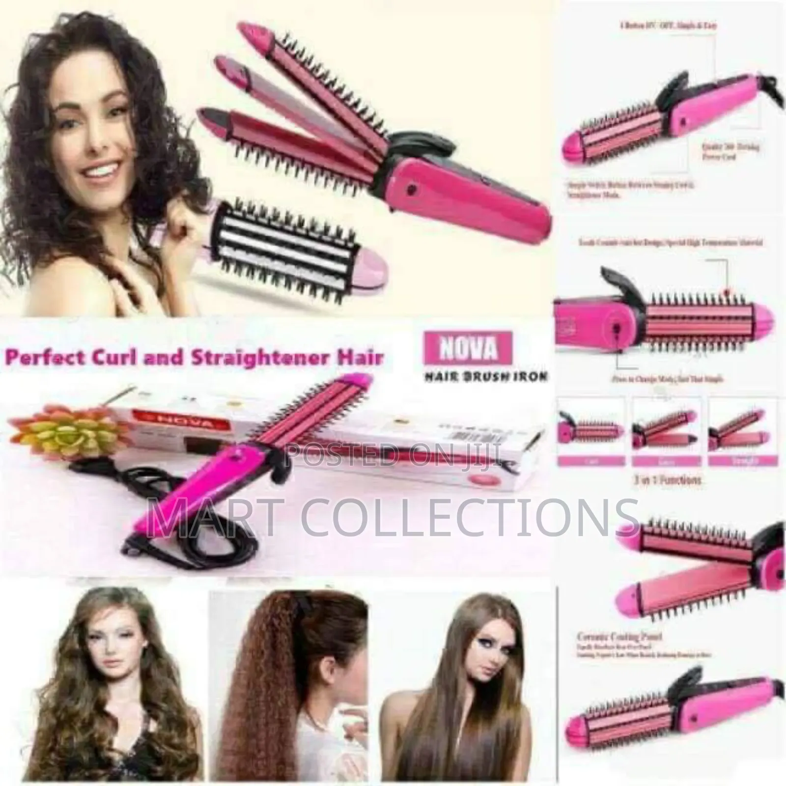 3 in 1 Nova Hair Straightener, Curler Crimper – Professional Styler