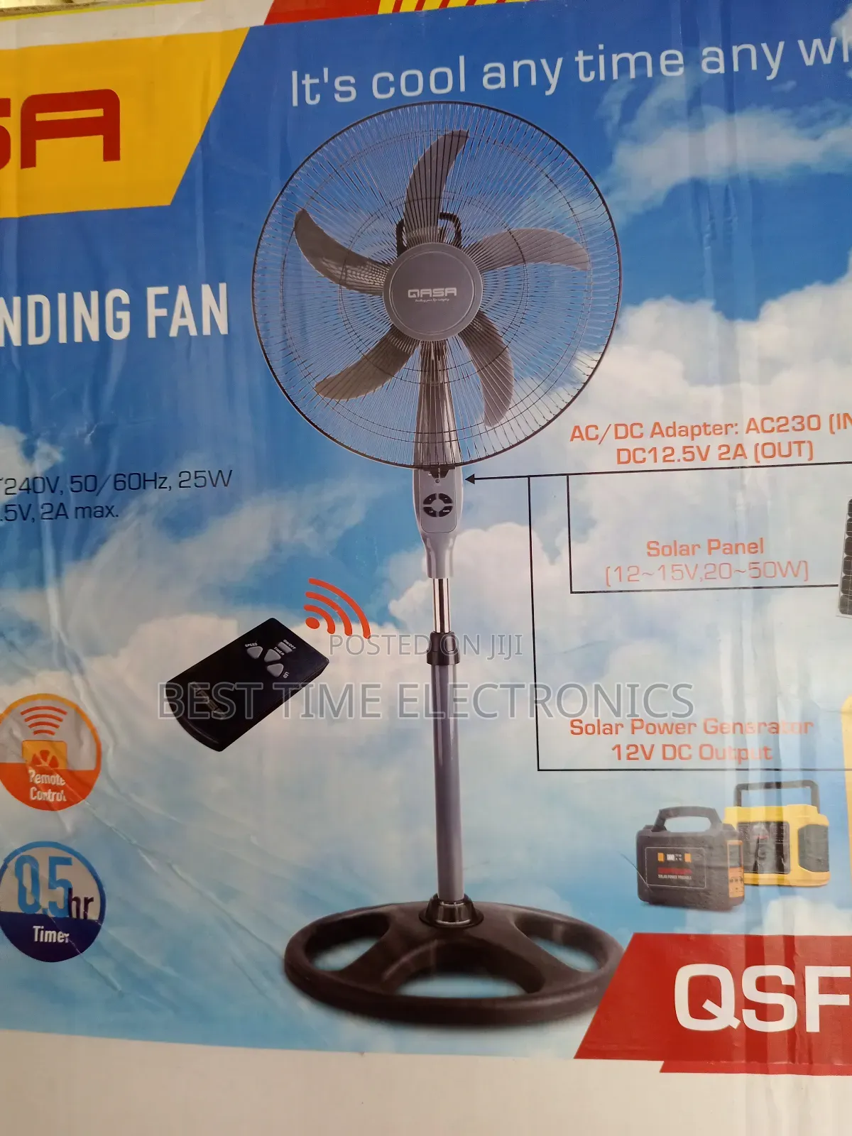 18" Qasa Ac/Dc Solar Inverter Stand Fan