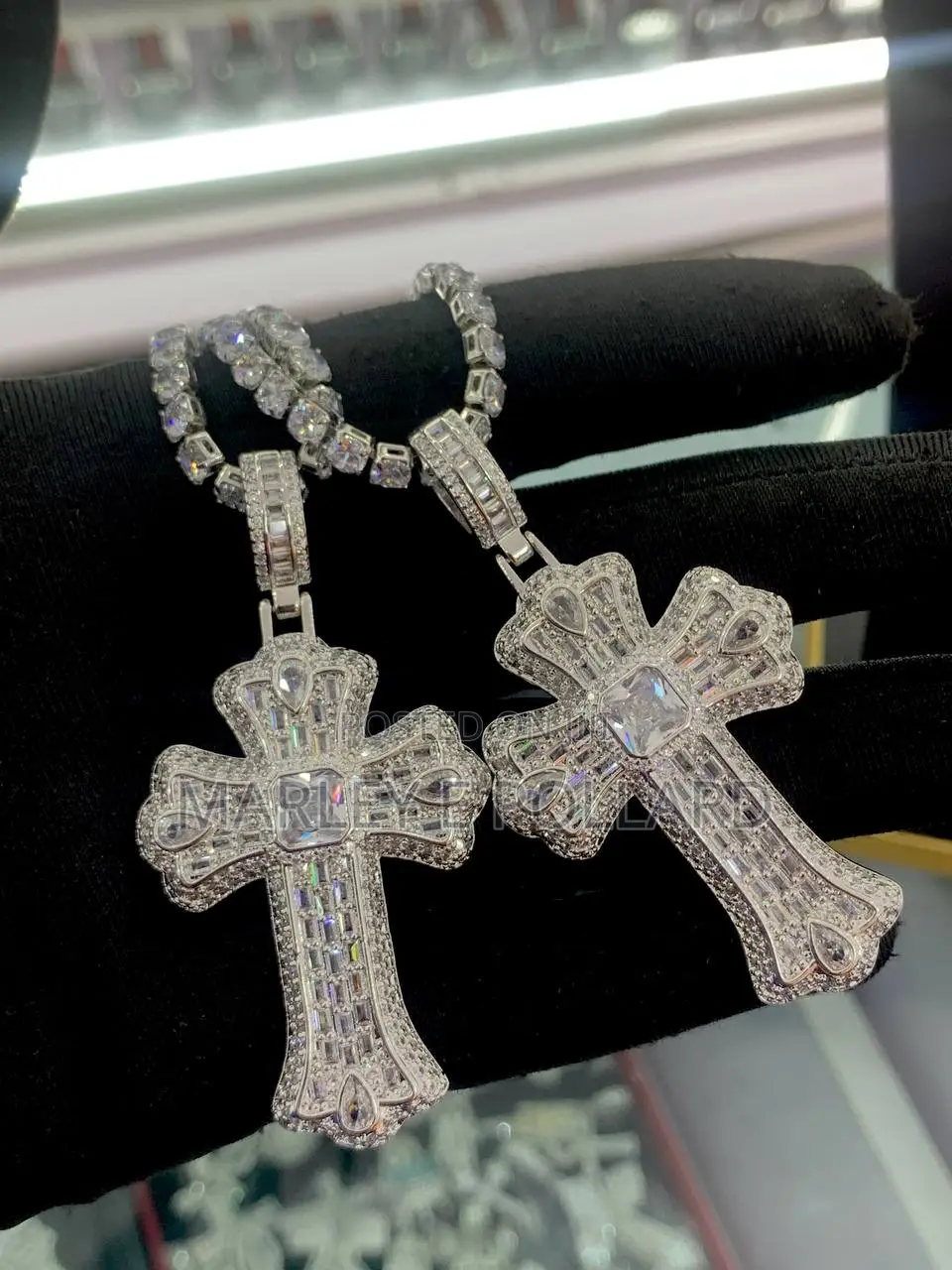 Iced Out Zirconia Cross Silver Necklace