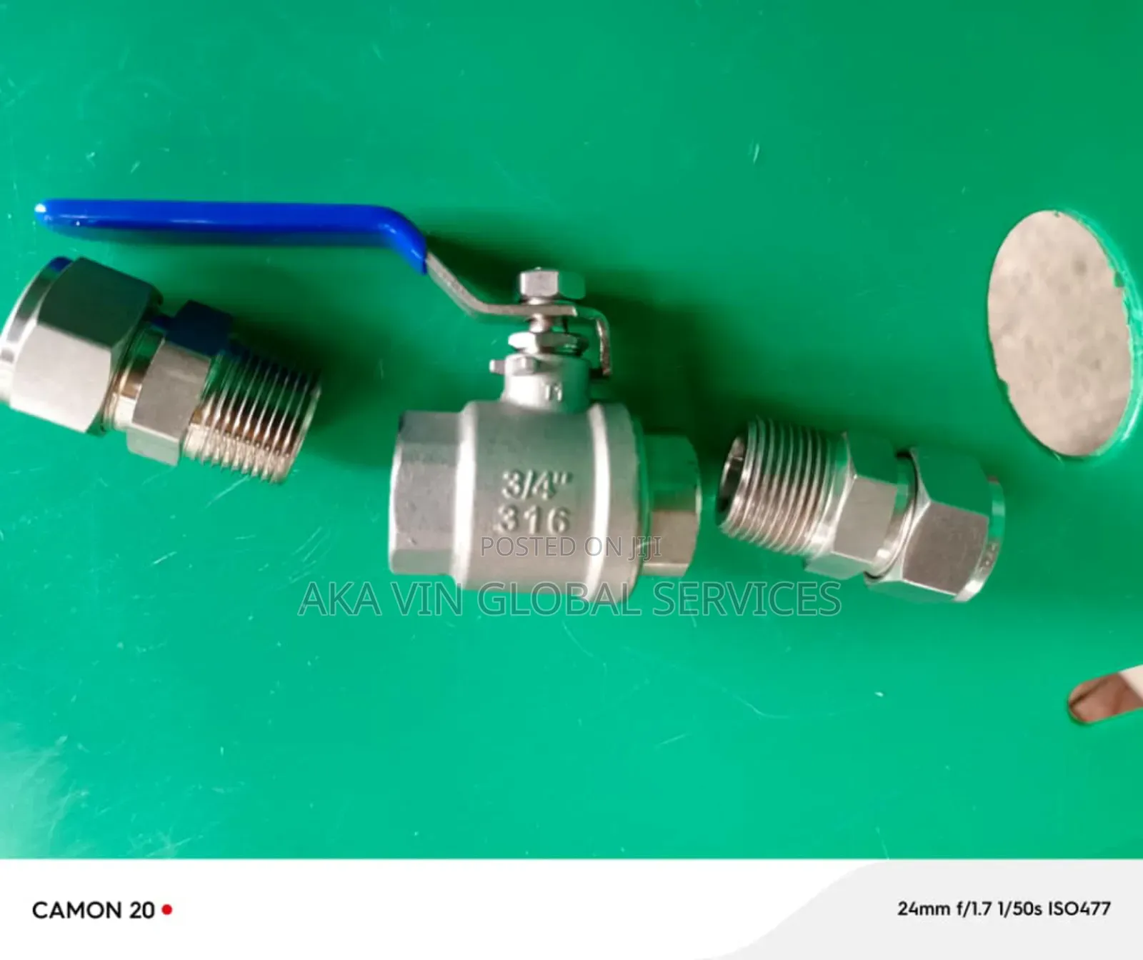 Ball Valve 3/4 In. Swagelok Tube Fitting, Locking Lever Handle