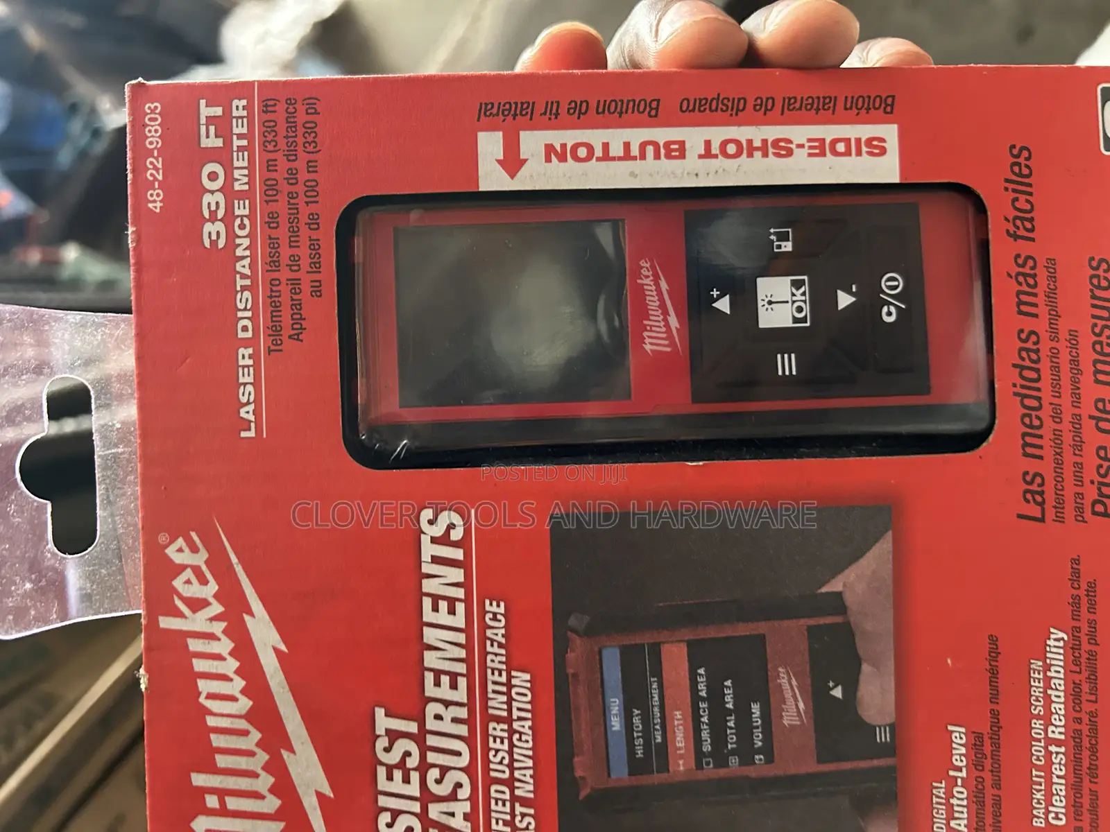 Milwaukee 100m Laser Distance Meter (Model: 48-22-9803).