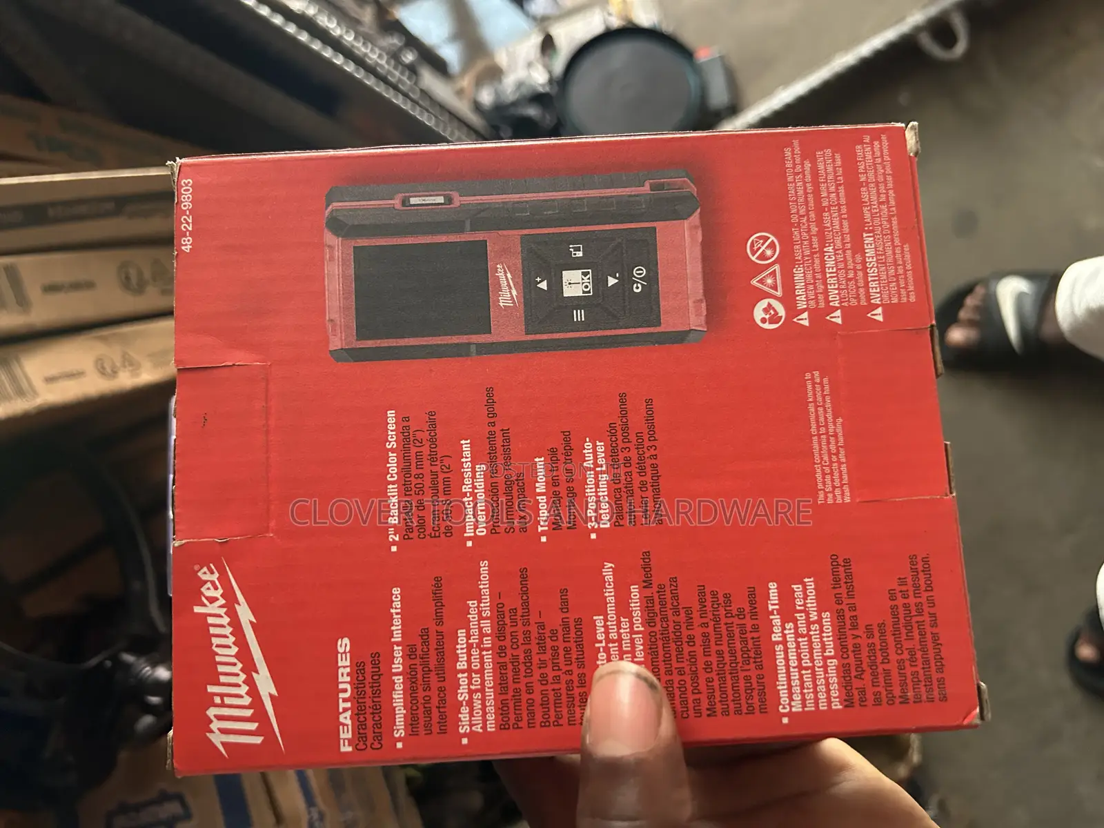 Milwaukee 100m Laser Distance Meter (Model: 48-22-9803).