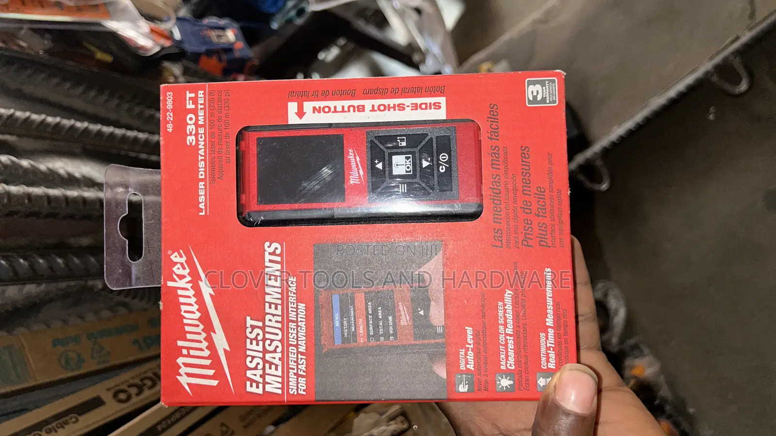 Milwaukee 100m Laser Distance Meter (Model: 48-22-9803).