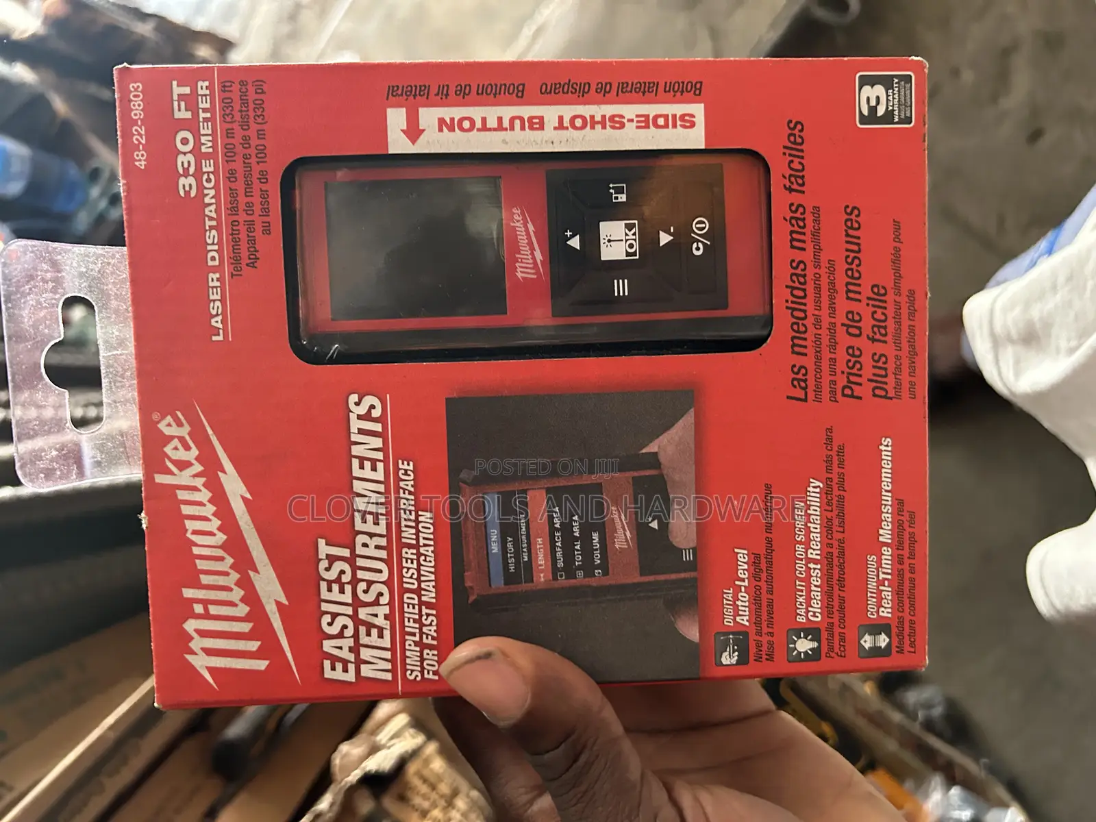 Milwaukee 100m Laser Distance Meter (Model: 48-22-9803).