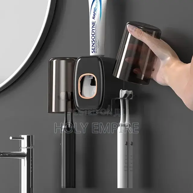 Toothbrush Holder With Cup Holder Toothpaste Dispenser Storage